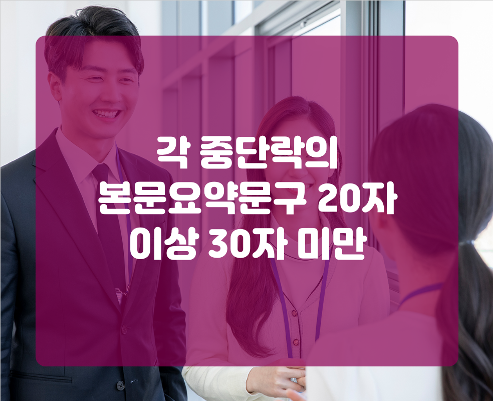 각 중단락의 본문요약문구 20자 이상 30자 미만