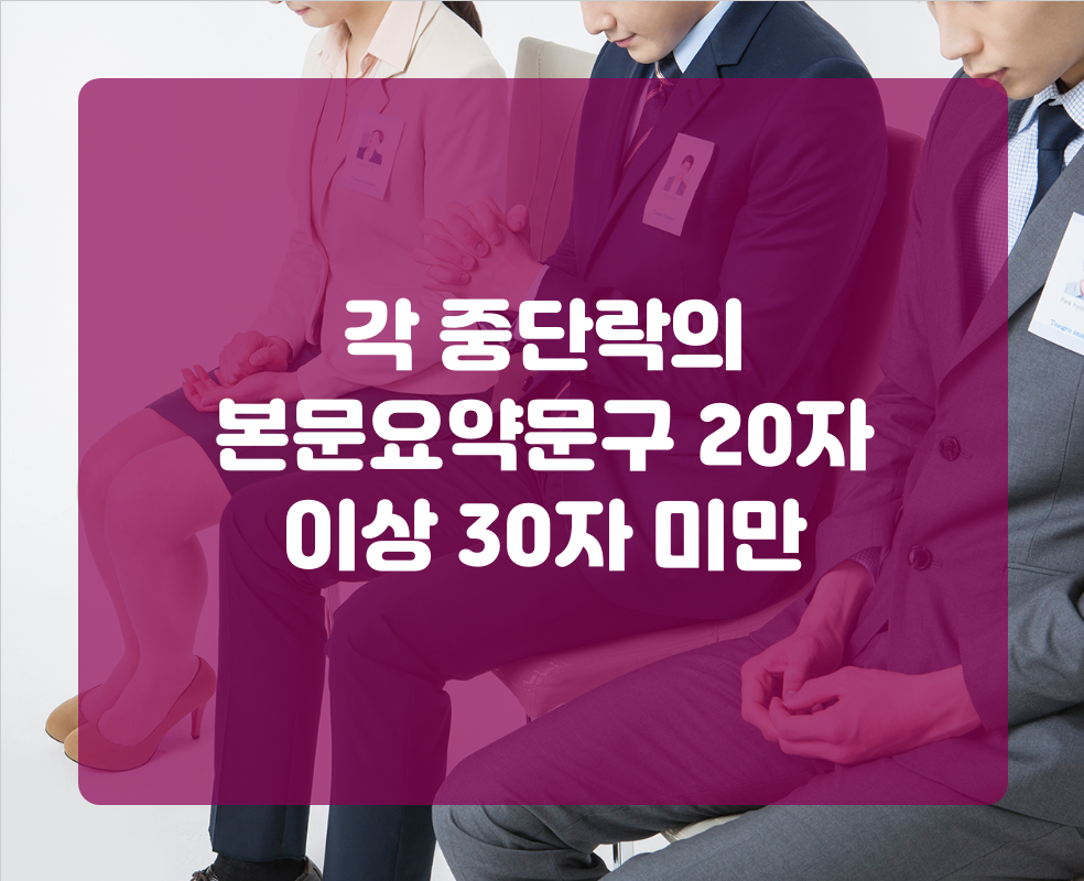 각 중단락의 본문요약문구 20자 이상 30자 미만