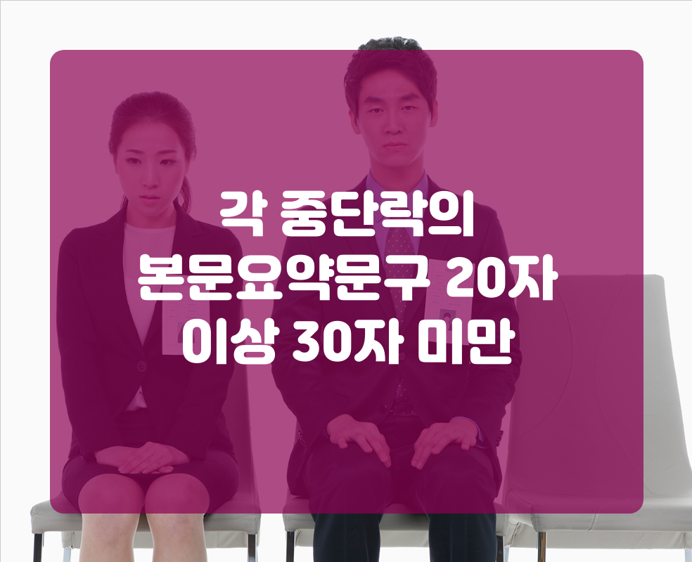 각 중단락의 본문요약문구 20자 이상 30자 미만