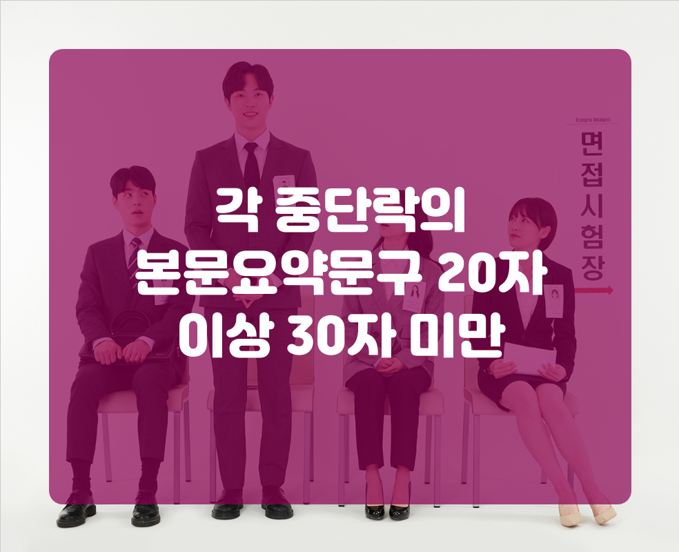 각 중단락의 본문요약문구 20자 이상 30자 미만