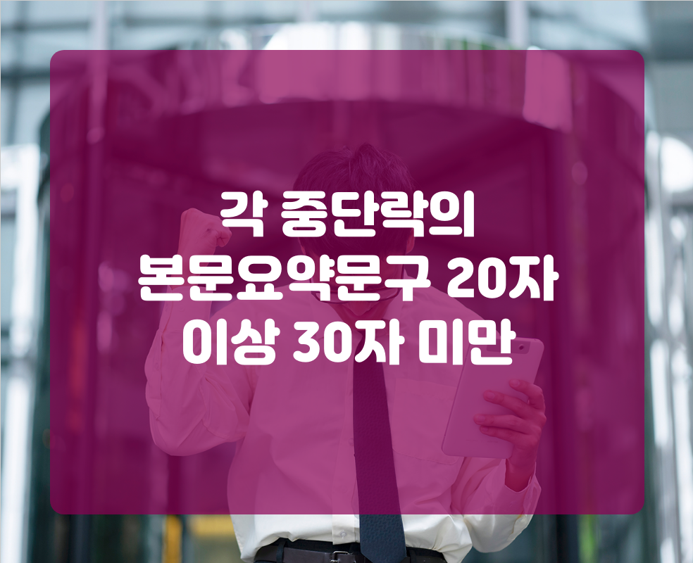 각 중단락의 본문요약문구 20자 이상 30자 미만